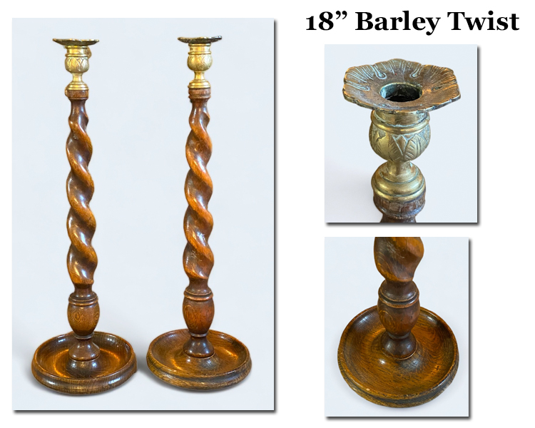 Barley Twist Oak Candle Sticks
