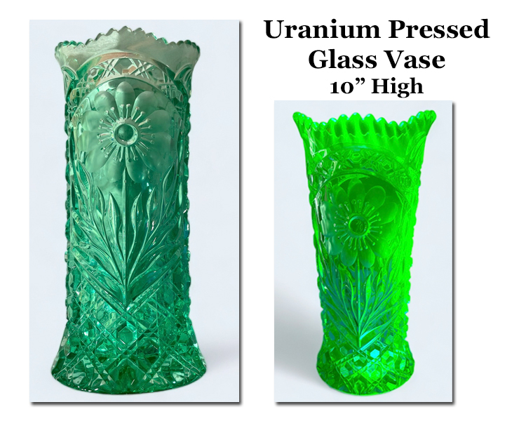Uranium Pressed Glass Vase