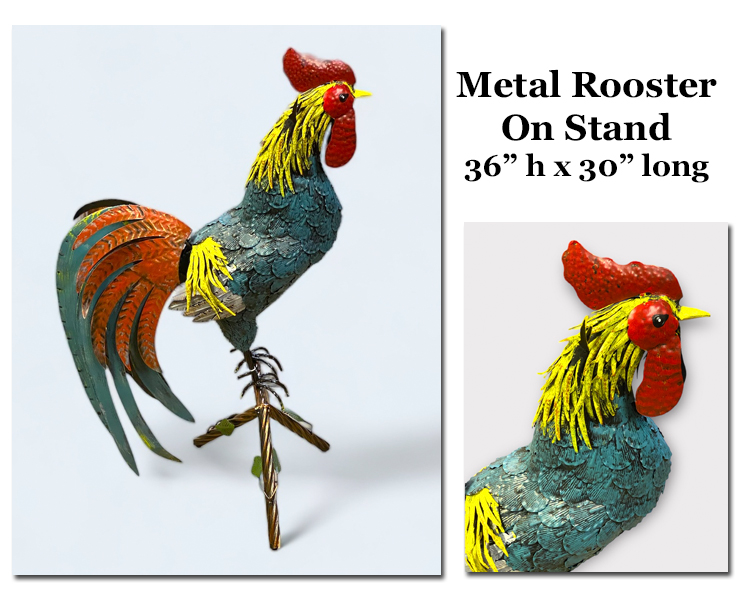 36" Metal Rooster