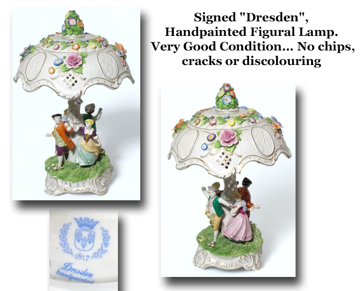 Signed Dresden Table Lamp
