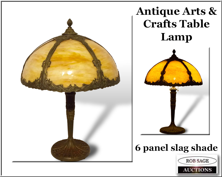 #113 Slag Glass Table Lamp